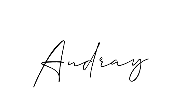 Design your own signature with our free online signature maker. With this signature software, you can create a handwritten (Allison_Script) signature for name Andray. Andray signature style 2 images and pictures png