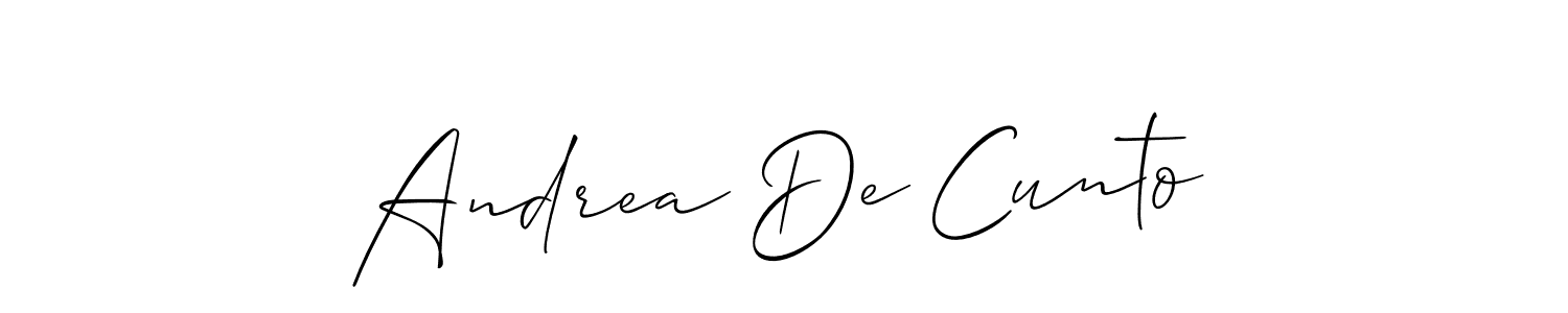 How to make Andrea De Cunto signature? Allison_Script is a professional autograph style. Create handwritten signature for Andrea De Cunto name. Andrea De Cunto signature style 2 images and pictures png