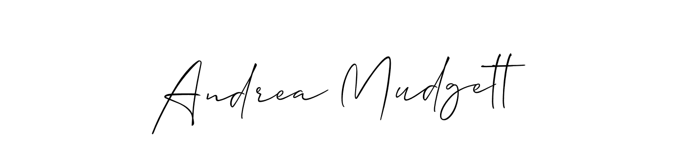 The best way (Allison_Script) to make a short signature is to pick only two or three words in your name. The name Andrea Mudgett include a total of six letters. For converting this name. Andrea Mudgett signature style 2 images and pictures png