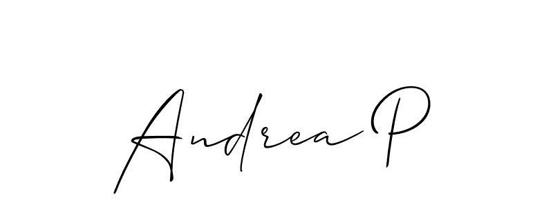 Also we have Andrea P name is the best signature style. Create professional handwritten signature collection using Allison_Script autograph style. Andrea P signature style 2 images and pictures png