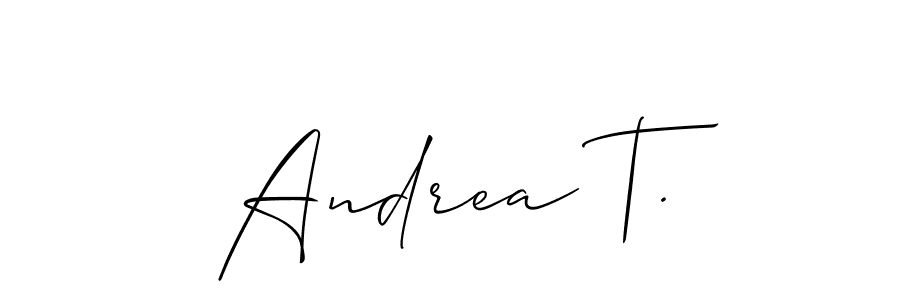 Allison_Script is a professional signature style that is perfect for those who want to add a touch of class to their signature. It is also a great choice for those who want to make their signature more unique. Get Andrea T. name to fancy signature for free. Andrea T. signature style 2 images and pictures png