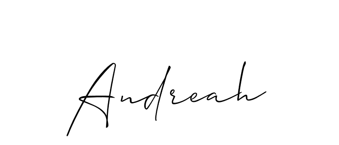 How to make Andreah name signature. Use Allison_Script style for creating short signs online. This is the latest handwritten sign. Andreah signature style 2 images and pictures png