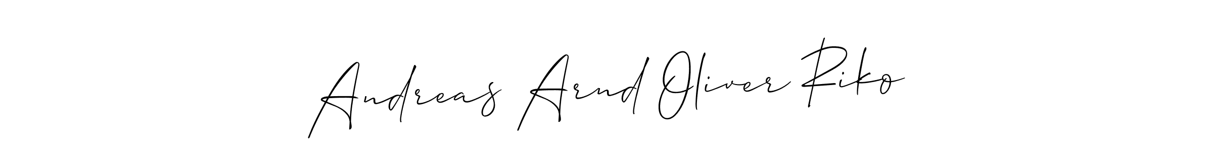 if you are searching for the best signature style for your name Andreas Arnd Oliver Riko. so please give up your signature search. here we have designed multiple signature styles  using Allison_Script. Andreas Arnd Oliver Riko signature style 2 images and pictures png