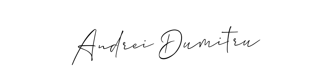 How to make Andrei Dumitru name signature. Use Allison_Script style for creating short signs online. This is the latest handwritten sign. Andrei Dumitru signature style 2 images and pictures png