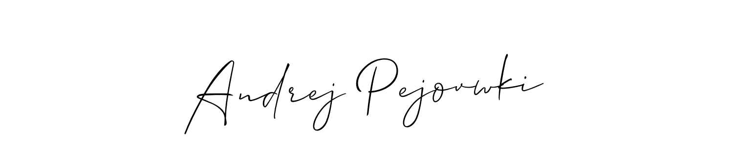 The best way (Allison_Script) to make a short signature is to pick only two or three words in your name. The name Andrej Pejovwki include a total of six letters. For converting this name. Andrej Pejovwki signature style 2 images and pictures png