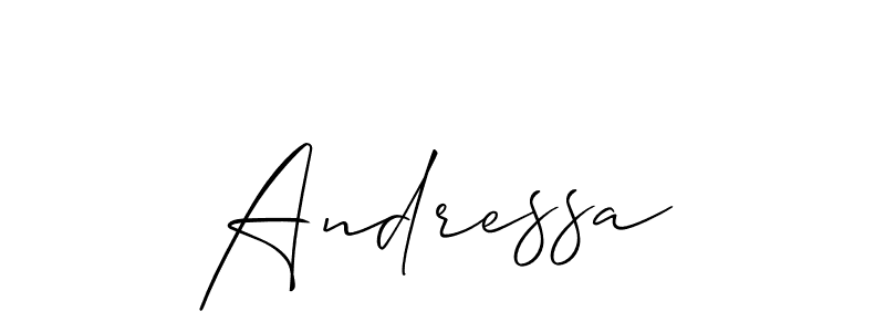 Use a signature maker to create a handwritten signature online. With this signature software, you can design (Allison_Script) your own signature for name Andressa. Andressa signature style 2 images and pictures png