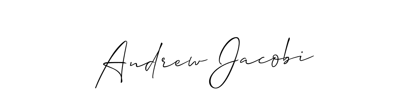 How to make Andrew Jacobi name signature. Use Allison_Script style for creating short signs online. This is the latest handwritten sign. Andrew Jacobi signature style 2 images and pictures png
