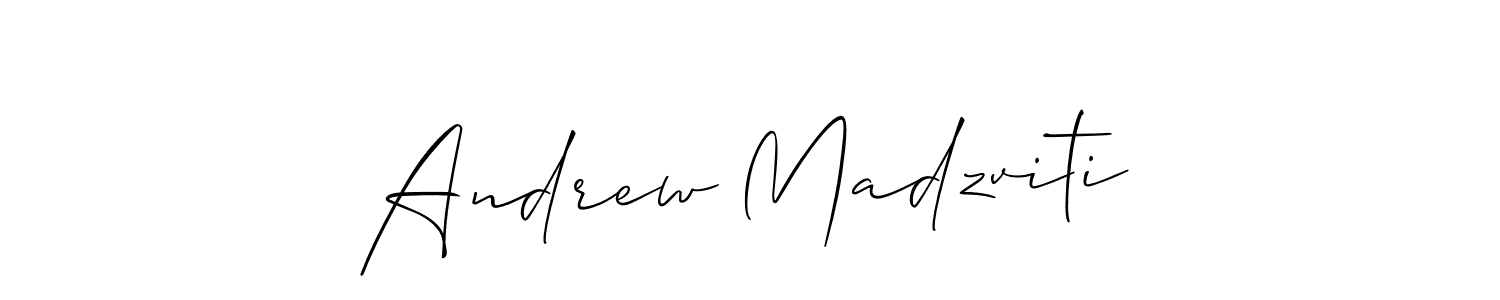 How to make Andrew Madzviti name signature. Use Allison_Script style for creating short signs online. This is the latest handwritten sign. Andrew Madzviti signature style 2 images and pictures png