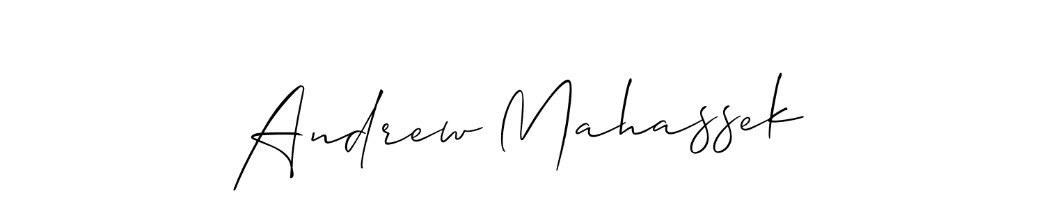 Check out images of Autograph of Andrew Mahassek name. Actor Andrew Mahassek Signature Style. Allison_Script is a professional sign style online. Andrew Mahassek signature style 2 images and pictures png