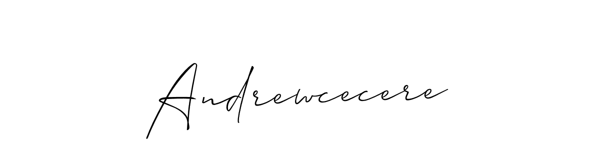 How to make Andrewcecere name signature. Use Allison_Script style for creating short signs online. This is the latest handwritten sign. Andrewcecere signature style 2 images and pictures png