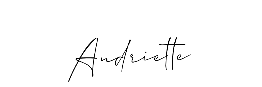 Make a short Andriette signature style. Manage your documents anywhere anytime using Allison_Script. Create and add eSignatures, submit forms, share and send files easily. Andriette signature style 2 images and pictures png