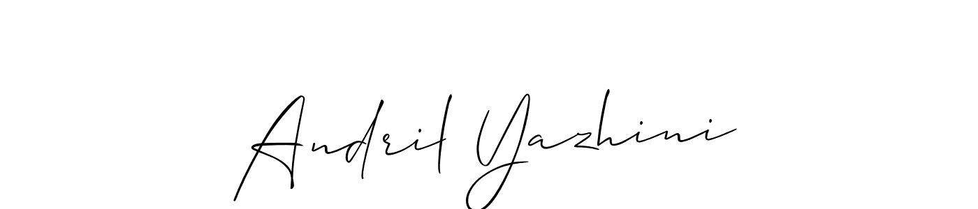 Design your own signature with our free online signature maker. With this signature software, you can create a handwritten (Allison_Script) signature for name Andril Yazhini. Andril Yazhini signature style 2 images and pictures png