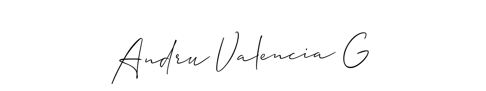 Design your own signature with our free online signature maker. With this signature software, you can create a handwritten (Allison_Script) signature for name Andru Valencia G. Andru Valencia G signature style 2 images and pictures png