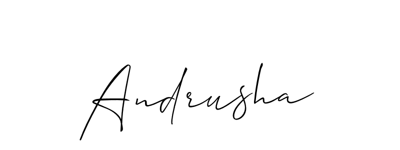 Use a signature maker to create a handwritten signature online. With this signature software, you can design (Allison_Script) your own signature for name Andrusha. Andrusha signature style 2 images and pictures png