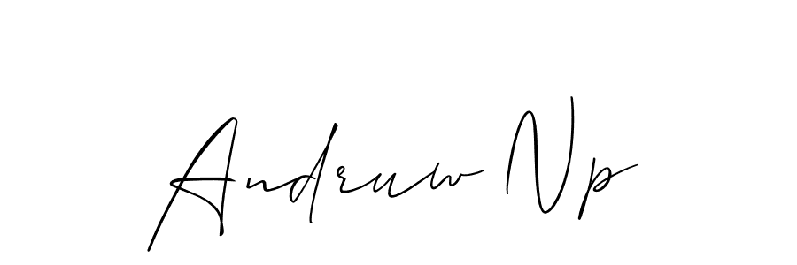 Design your own signature with our free online signature maker. With this signature software, you can create a handwritten (Allison_Script) signature for name Andruw Np. Andruw Np signature style 2 images and pictures png