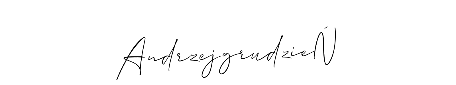 How to make AndrzejgrudzieŃ name signature. Use Allison_Script style for creating short signs online. This is the latest handwritten sign. AndrzejgrudzieŃ signature style 2 images and pictures png