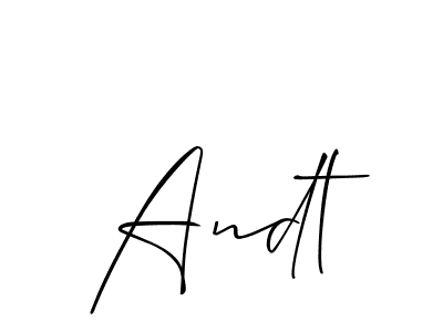 Andt stylish signature style. Best Handwritten Sign (Allison_Script) for my name. Handwritten Signature Collection Ideas for my name Andt. Andt signature style 2 images and pictures png