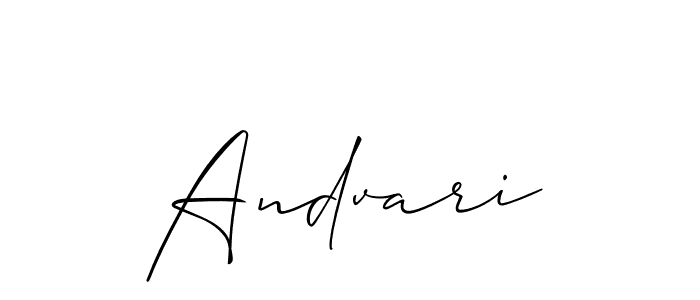 Design your own signature with our free online signature maker. With this signature software, you can create a handwritten (Allison_Script) signature for name Andvari. Andvari signature style 2 images and pictures png