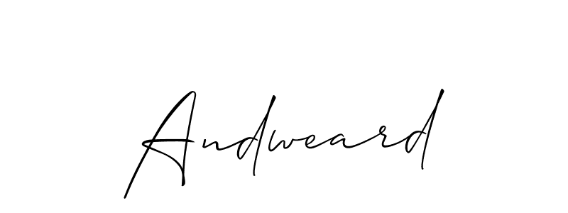 Use a signature maker to create a handwritten signature online. With this signature software, you can design (Allison_Script) your own signature for name Andweard. Andweard signature style 2 images and pictures png