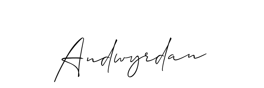 Andwyrdan stylish signature style. Best Handwritten Sign (Allison_Script) for my name. Handwritten Signature Collection Ideas for my name Andwyrdan. Andwyrdan signature style 2 images and pictures png