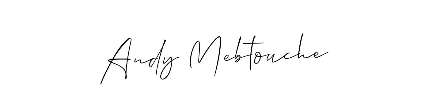 The best way (Allison_Script) to make a short signature is to pick only two or three words in your name. The name Andy Mebtouche include a total of six letters. For converting this name. Andy Mebtouche signature style 2 images and pictures png