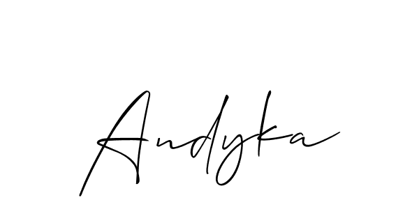 Design your own signature with our free online signature maker. With this signature software, you can create a handwritten (Allison_Script) signature for name Andyka. Andyka signature style 2 images and pictures png