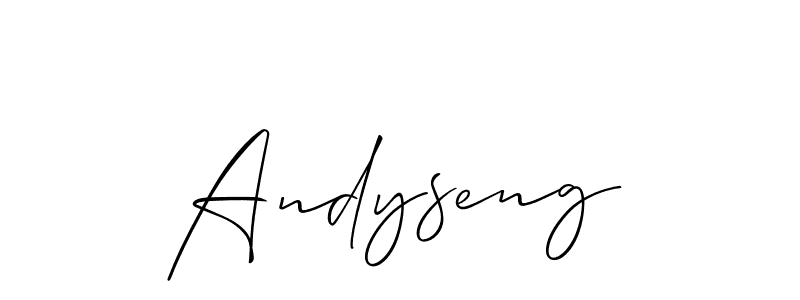 Use a signature maker to create a handwritten signature online. With this signature software, you can design (Allison_Script) your own signature for name Andyseng. Andyseng signature style 2 images and pictures png