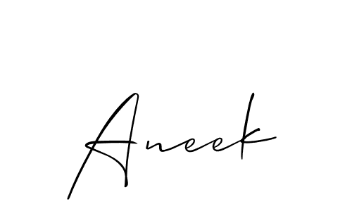 It looks lik you need a new signature style for name Aneek. Design unique handwritten (Allison_Script) signature with our free signature maker in just a few clicks. Aneek signature style 2 images and pictures png