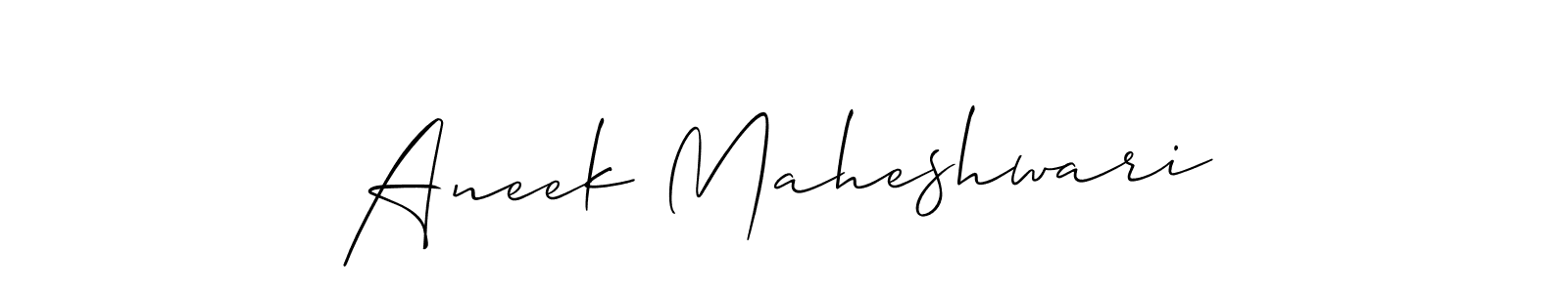 Also we have Aneek Maheshwari name is the best signature style. Create professional handwritten signature collection using Allison_Script autograph style. Aneek Maheshwari signature style 2 images and pictures png