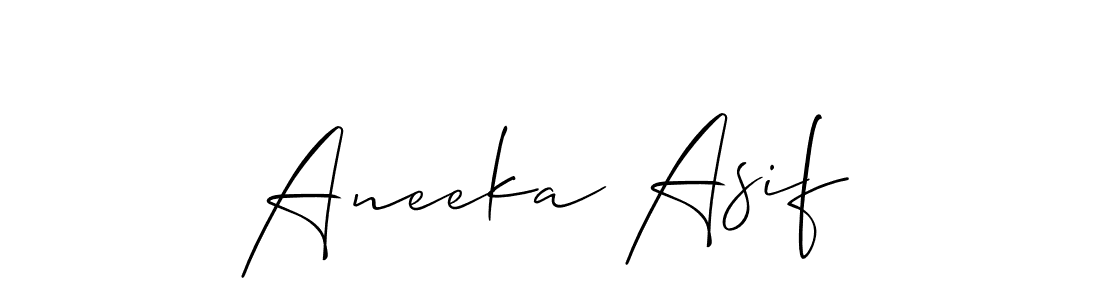 Create a beautiful signature design for name Aneeka Asif. With this signature (Allison_Script) fonts, you can make a handwritten signature for free. Aneeka Asif signature style 2 images and pictures png