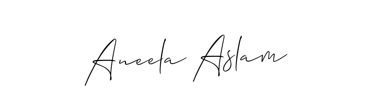 It looks lik you need a new signature style for name Aneela Aslam. Design unique handwritten (Allison_Script) signature with our free signature maker in just a few clicks. Aneela Aslam signature style 2 images and pictures png