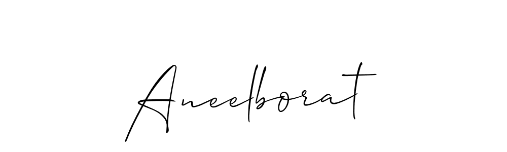 The best way (Allison_Script) to make a short signature is to pick only two or three words in your name. The name Aneelborat include a total of six letters. For converting this name. Aneelborat signature style 2 images and pictures png