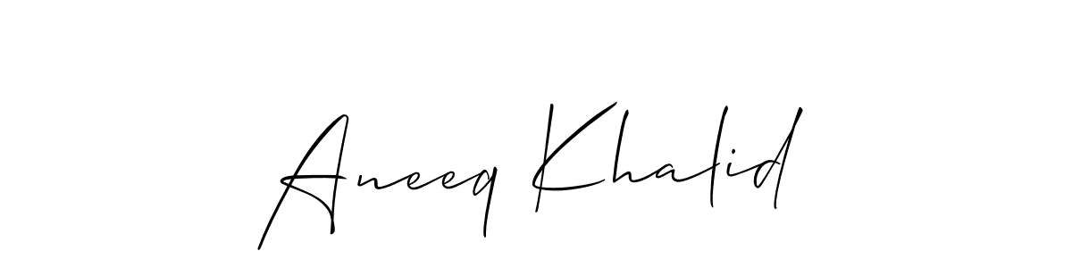 It looks lik you need a new signature style for name Aneeq Khalid. Design unique handwritten (Allison_Script) signature with our free signature maker in just a few clicks. Aneeq Khalid signature style 2 images and pictures png