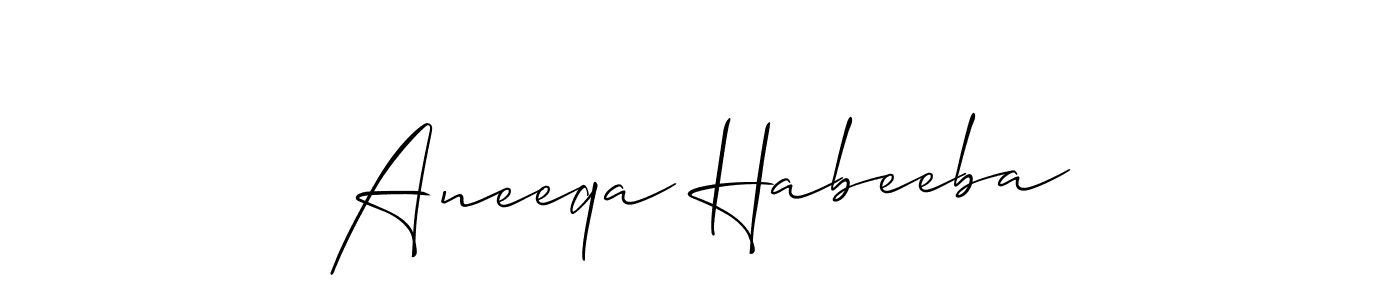 How to make Aneeqa Habeeba signature? Allison_Script is a professional autograph style. Create handwritten signature for Aneeqa Habeeba name. Aneeqa Habeeba signature style 2 images and pictures png