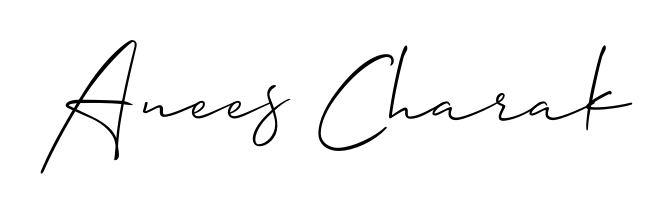 You should practise on your own different ways (Allison_Script) to write your name (Anees Charak) in signature. Don't let someone else do it for you. Anees Charak signature style 2 images and pictures png