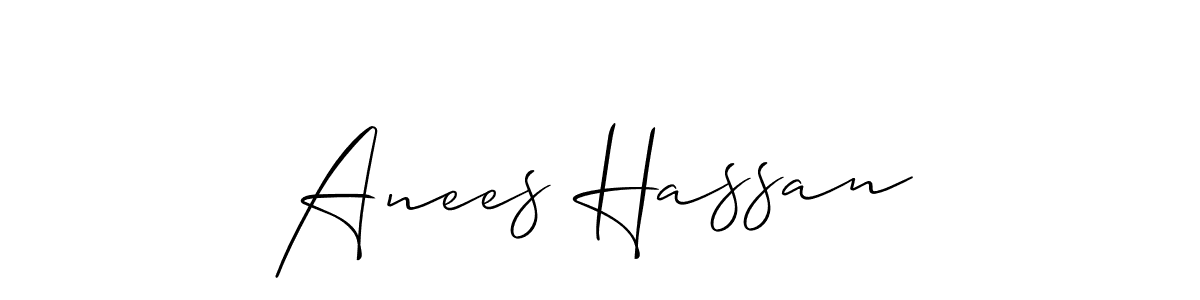 Create a beautiful signature design for name Anees Hassan. With this signature (Allison_Script) fonts, you can make a handwritten signature for free. Anees Hassan signature style 2 images and pictures png