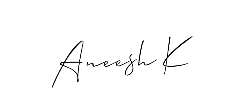 Check out images of Autograph of Aneesh K name. Actor Aneesh K Signature Style. Allison_Script is a professional sign style online. Aneesh K signature style 2 images and pictures png