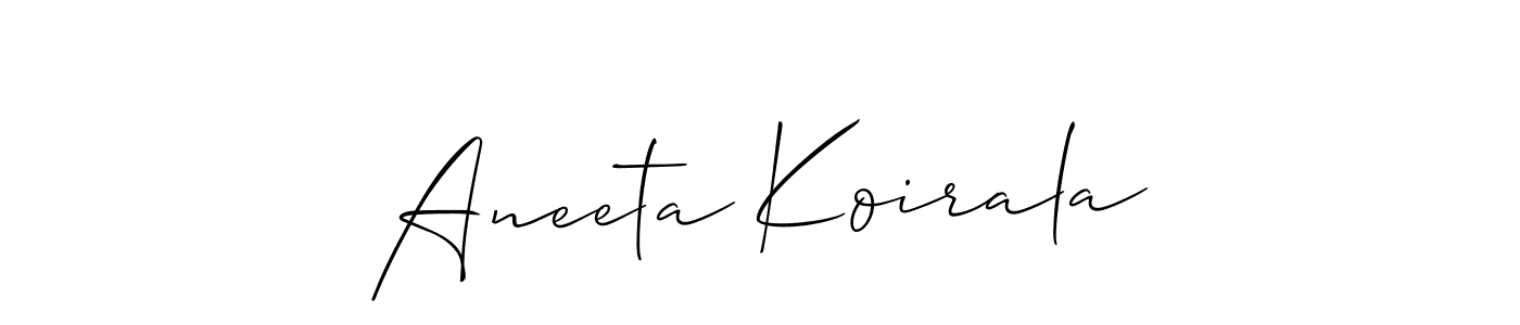 Make a beautiful signature design for name Aneeta Koirala. With this signature (Allison_Script) style, you can create a handwritten signature for free. Aneeta Koirala signature style 2 images and pictures png