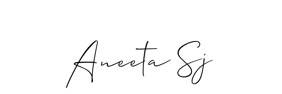 Similarly Allison_Script is the best handwritten signature design. Signature creator online .You can use it as an online autograph creator for name Aneeta Sj. Aneeta Sj signature style 2 images and pictures png