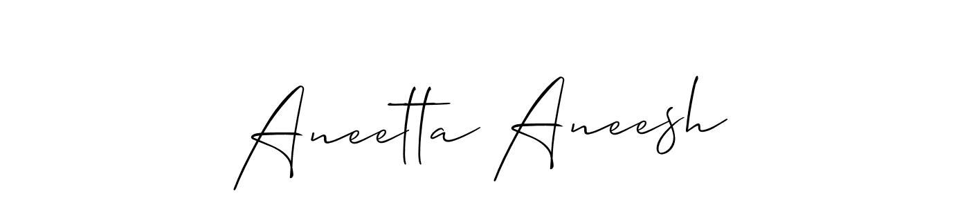 Also You can easily find your signature by using the search form. We will create Aneetta Aneesh name handwritten signature images for you free of cost using Allison_Script sign style. Aneetta Aneesh signature style 2 images and pictures png