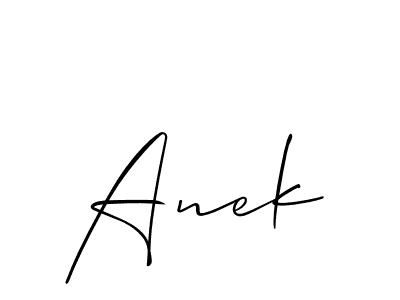 How to make Anek signature? Allison_Script is a professional autograph style. Create handwritten signature for Anek name. Anek signature style 2 images and pictures png