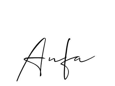 The best way (Allison_Script) to make a short signature is to pick only two or three words in your name. The name Anfa include a total of six letters. For converting this name. Anfa signature style 2 images and pictures png