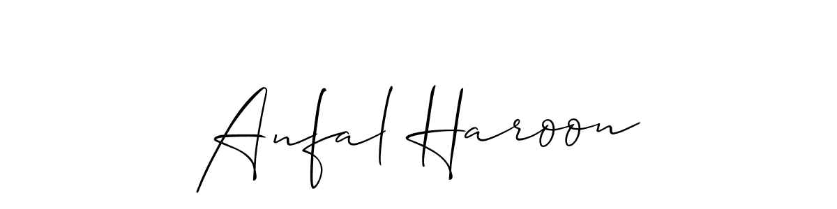 You should practise on your own different ways (Allison_Script) to write your name (Anfal Haroon) in signature. don't let someone else do it for you. Anfal Haroon signature style 2 images and pictures png