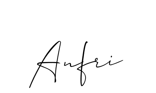 The best way (Allison_Script) to make a short signature is to pick only two or three words in your name. The name Anfri include a total of six letters. For converting this name. Anfri signature style 2 images and pictures png