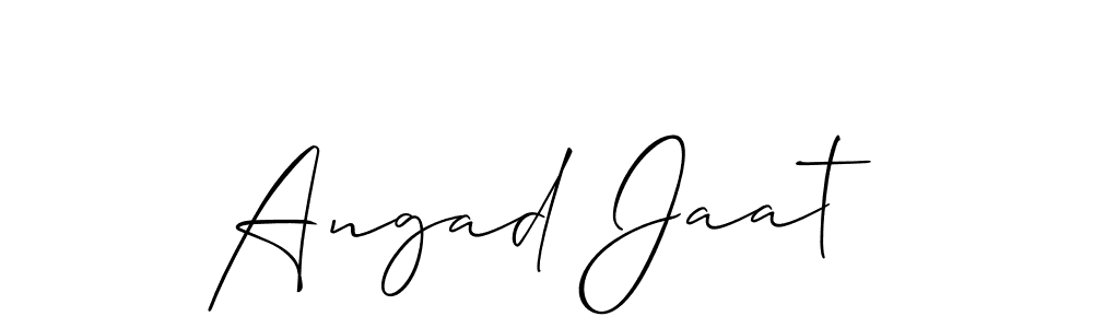 Use a signature maker to create a handwritten signature online. With this signature software, you can design (Allison_Script) your own signature for name Angad Jaat. Angad Jaat signature style 2 images and pictures png