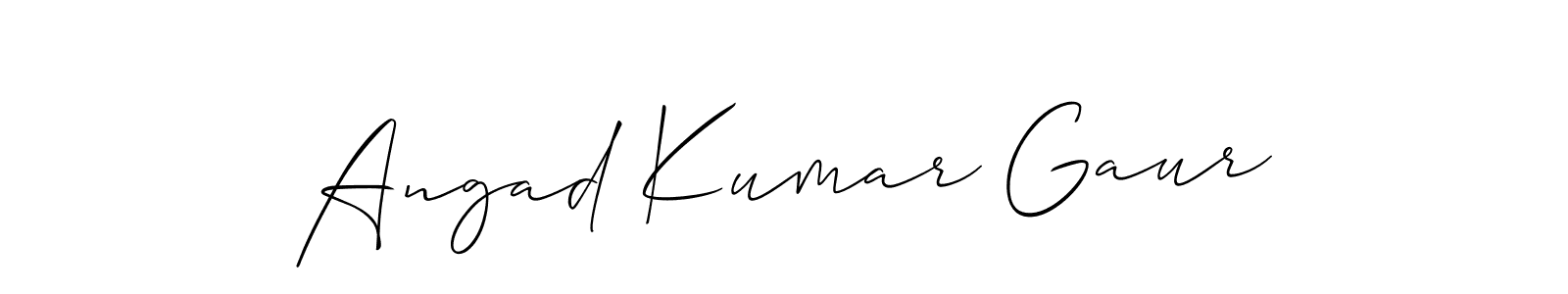 The best way (Allison_Script) to make a short signature is to pick only two or three words in your name. The name Angad Kumar Gaur include a total of six letters. For converting this name. Angad Kumar Gaur signature style 2 images and pictures png