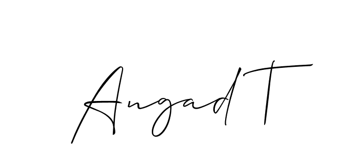 Check out images of Autograph of Angad T name. Actor Angad T Signature Style. Allison_Script is a professional sign style online. Angad T signature style 2 images and pictures png