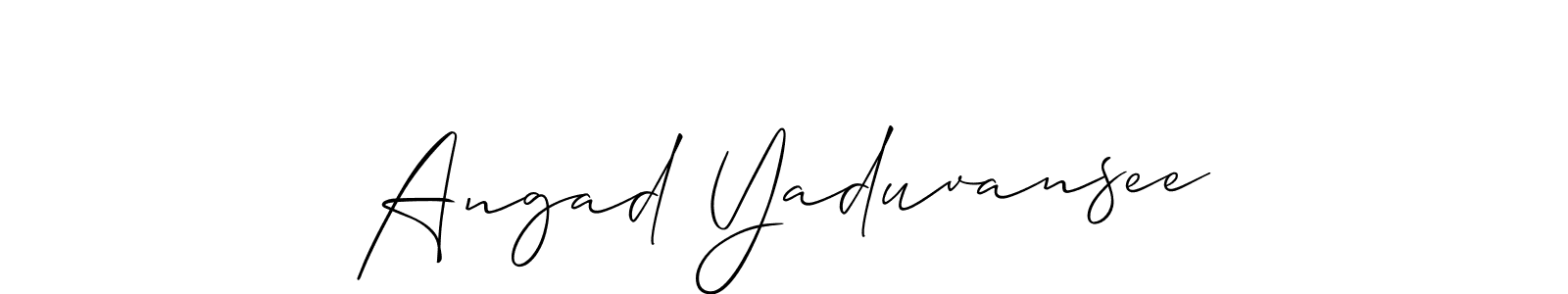 if you are searching for the best signature style for your name Angad Yaduvansee. so please give up your signature search. here we have designed multiple signature styles  using Allison_Script. Angad Yaduvansee signature style 2 images and pictures png