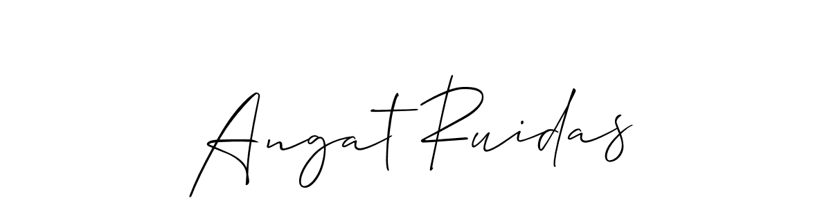 The best way (Allison_Script) to make a short signature is to pick only two or three words in your name. The name Angat Ruidas include a total of six letters. For converting this name. Angat Ruidas signature style 2 images and pictures png