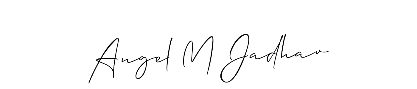 Also You can easily find your signature by using the search form. We will create Angel M Jadhav name handwritten signature images for you free of cost using Allison_Script sign style. Angel M Jadhav signature style 2 images and pictures png